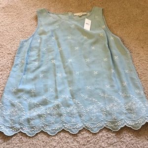 NWT LOFT button back chambray top